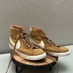 Nike tan suede high top sneakers